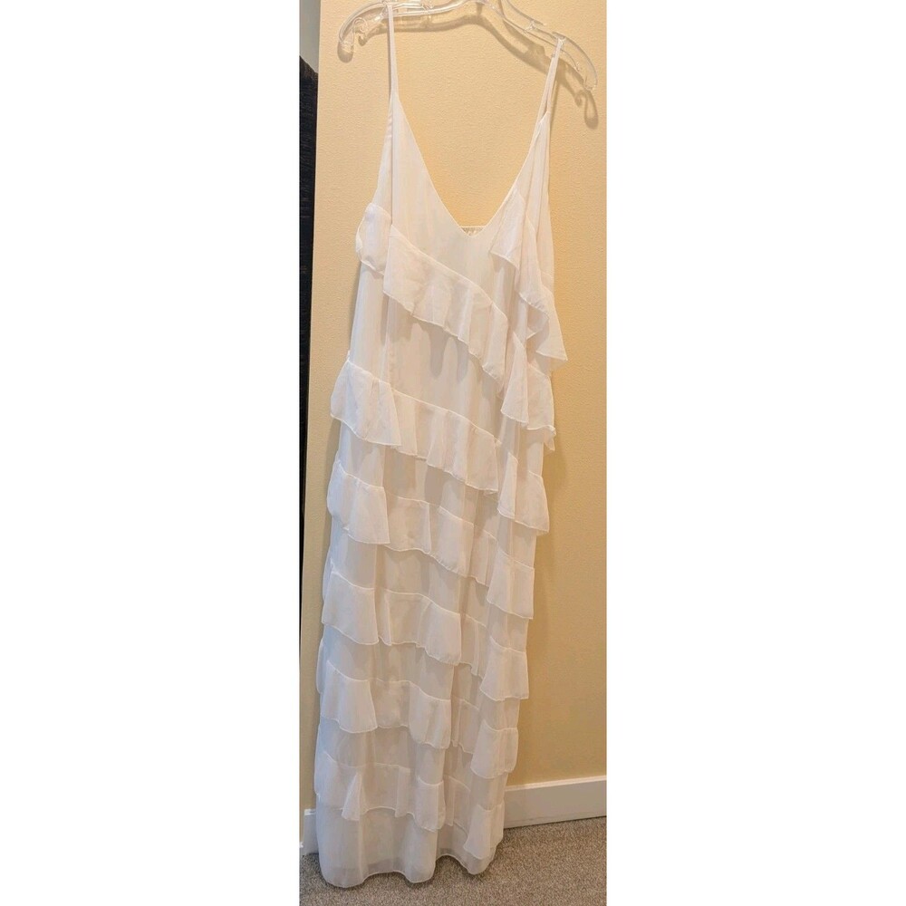 NWT Boohoo Layered Frill Maxi Dress 20 Cream Long Ruffles Wedding Event Romantic